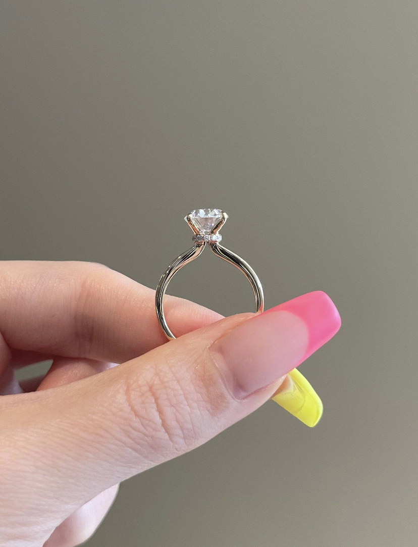 14K Solid Gold 3 Carat Oval Moissanite Engagement Ring view 2