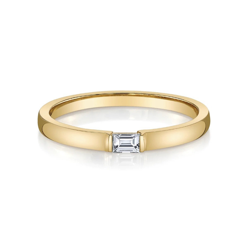 14K Solid Gold Single Diamond Band