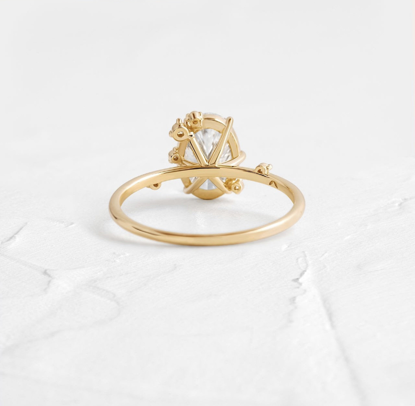 14K Solid Gold Round Diamond Moissanite Engagement Ring view 6