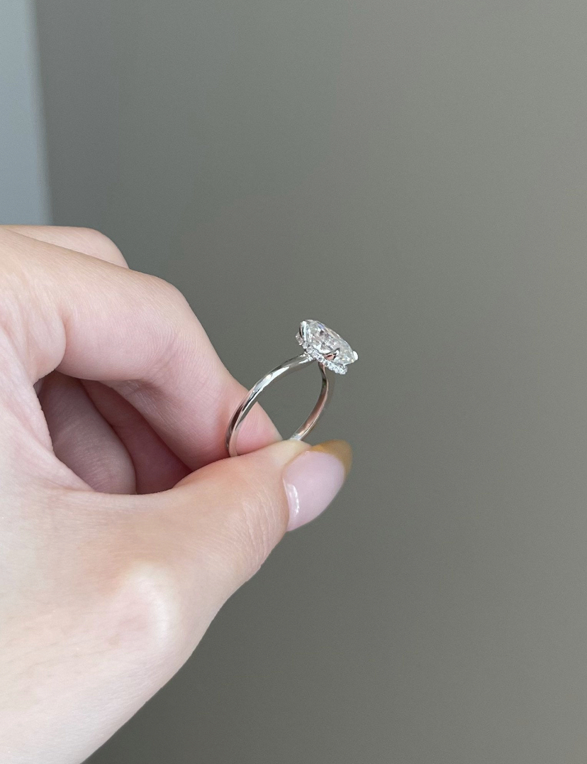 14K Solid Gold 2.8 Carat Oval Moissanite Engagement Ring view 3