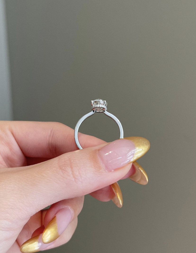 14K Solid Gold 2.8 Carat Oval Moissanite Engagement Ring view 4