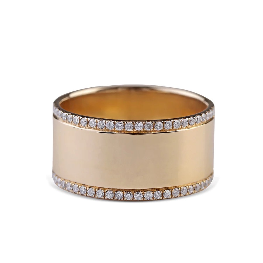 14K Solid Gold Diamond Cigar Band
