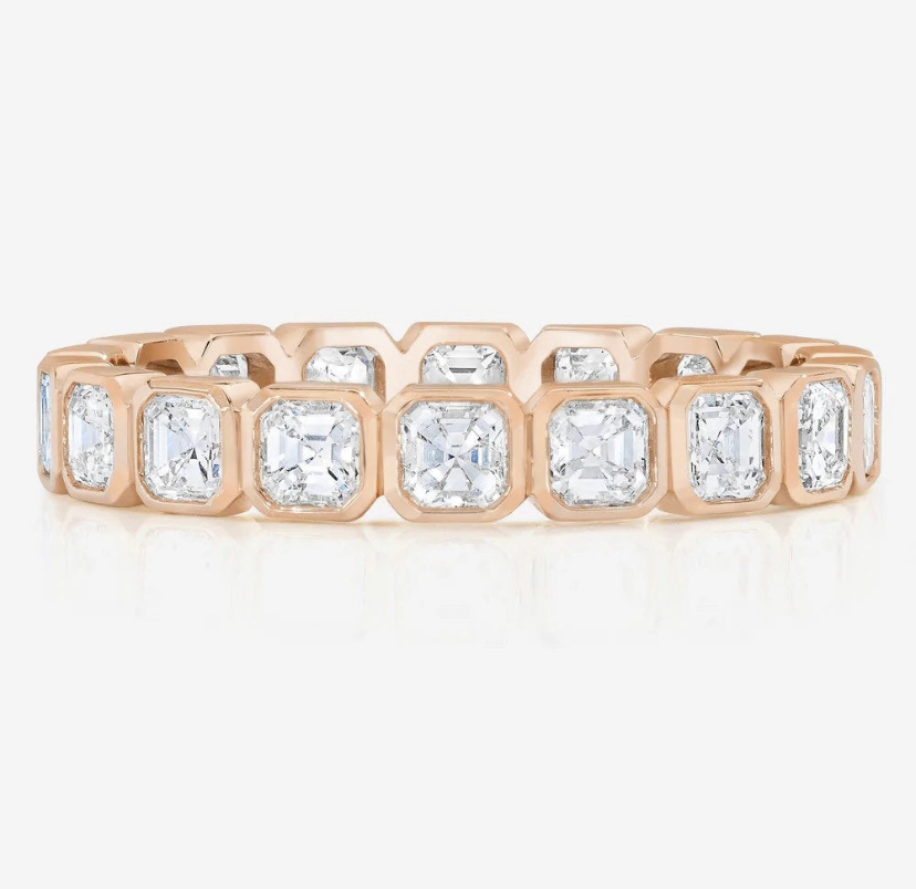 14K Solid Gold Asscher Cut Moissanite Eternity Band