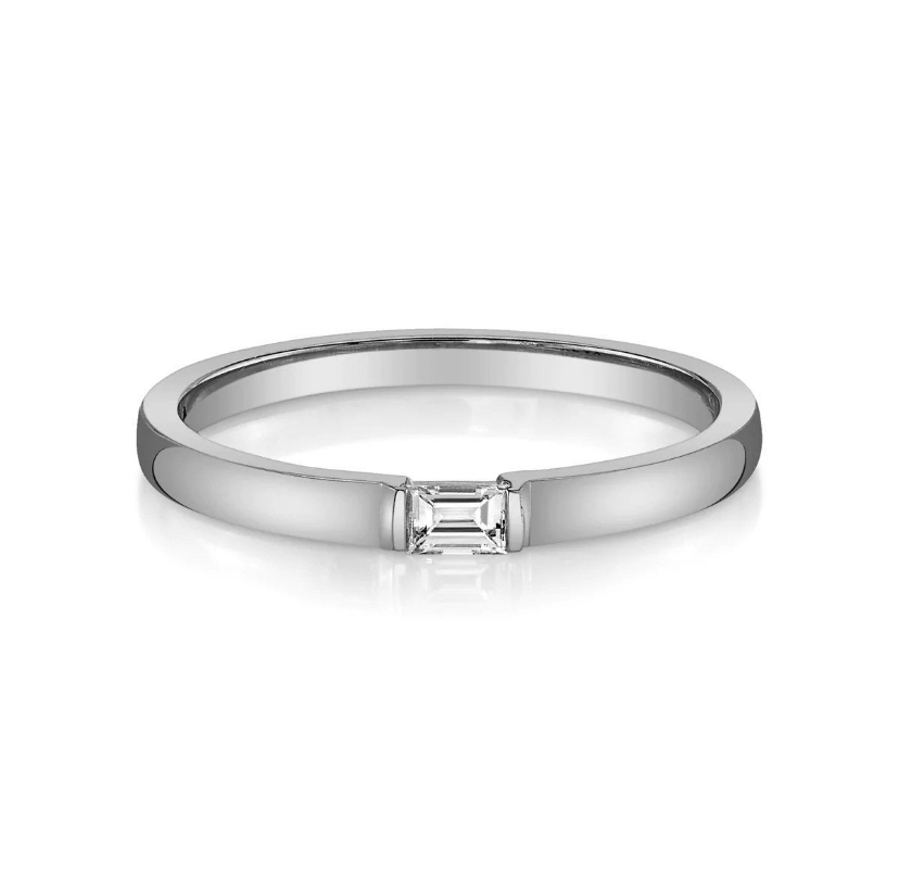 14K Solid Gold Single Diamond Band view 4