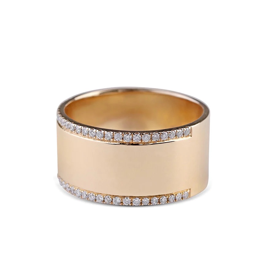 14K Solid Gold Diamond Cigar Band view 4