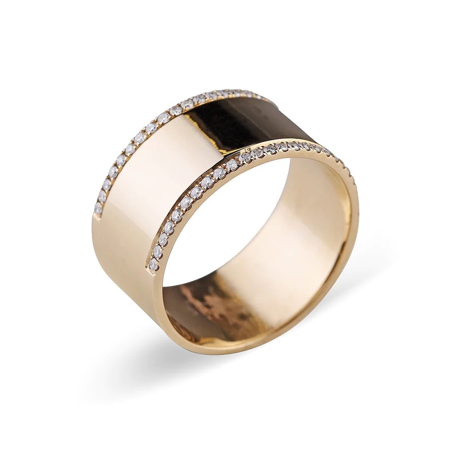 14K Solid Gold Diamond Cigar Band view 5