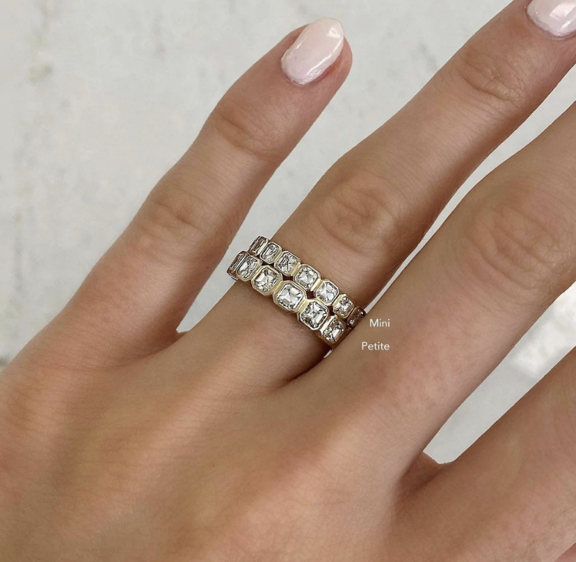 14K Solid Gold Asscher Cut Moissanite Eternity Band view 4