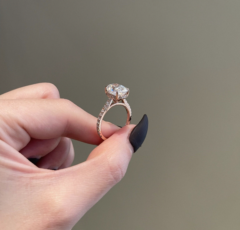 14K Solid Gold 4 Carat Cushion Cut Crushed Moissanite Engagement Ring view 6