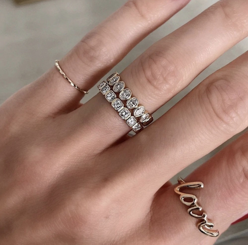 14K Solid Gold Asscher Cut Moissanite Eternity Band view 5