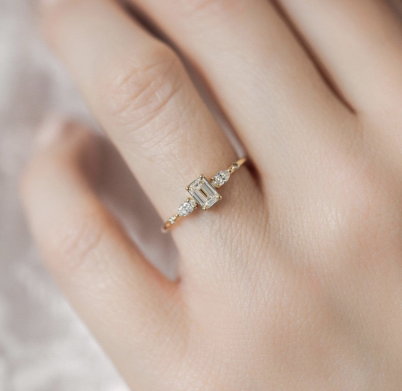 14K Solid Gold Stackable Moissanite Ring