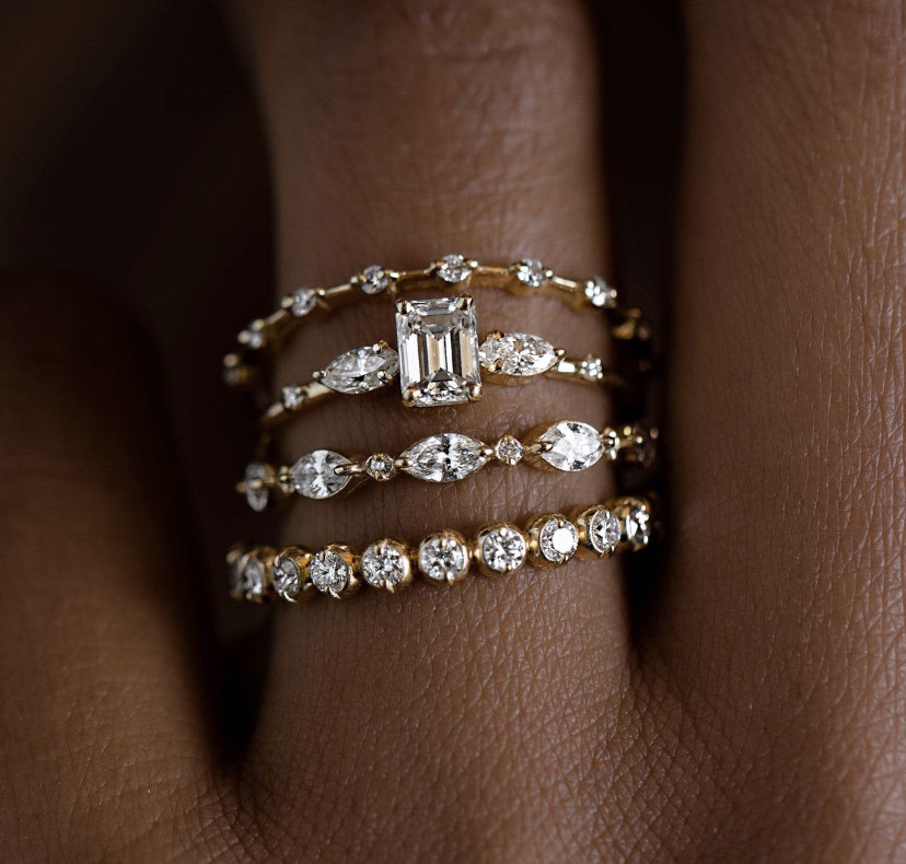 14K Solid Gold Stackable Moissanite Ring view 3