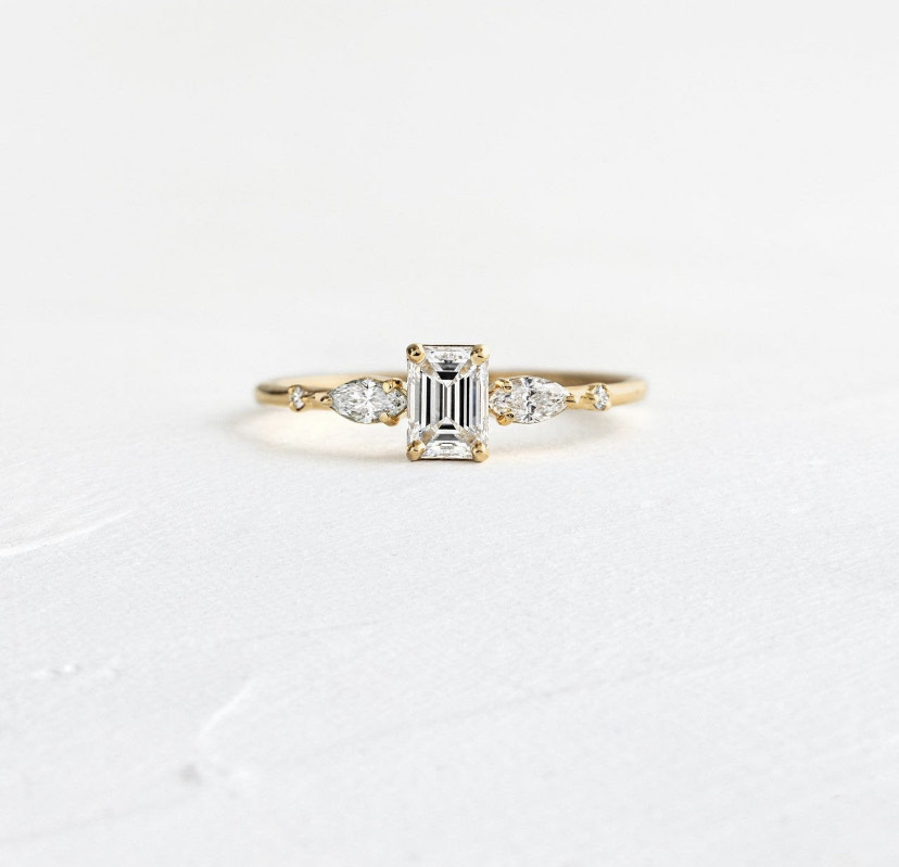 14K Solid Gold Stackable Moissanite Ring view 4