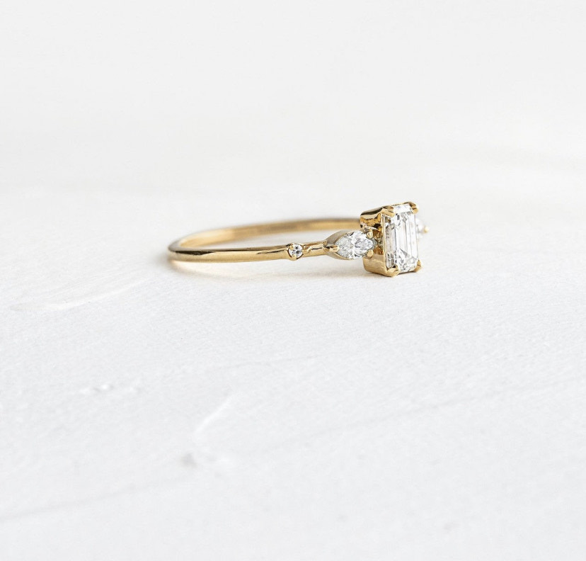 14K Solid Gold Stackable Moissanite Ring view 5