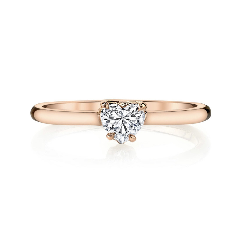 14K Solid Gold Solitaire Heart Cut Moissanite Engagement Ring