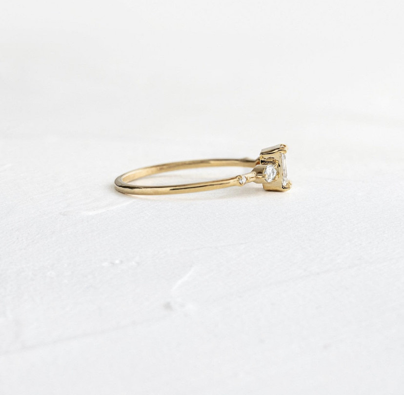 14K Solid Gold Stackable Moissanite Ring view 6
