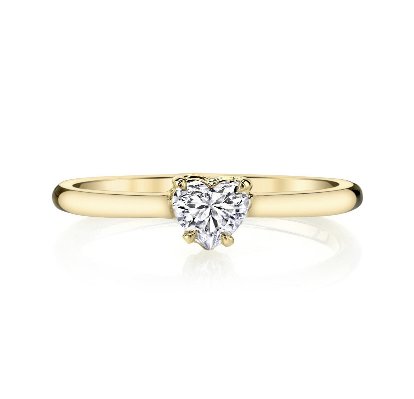 14K Solid Gold Solitaire Heart Cut Moissanite Engagement Ring view 2