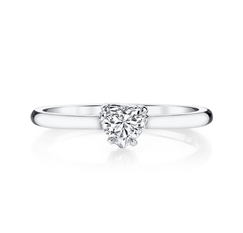 14K Solid Gold Solitaire Heart Cut Moissanite Engagement Ring view 3