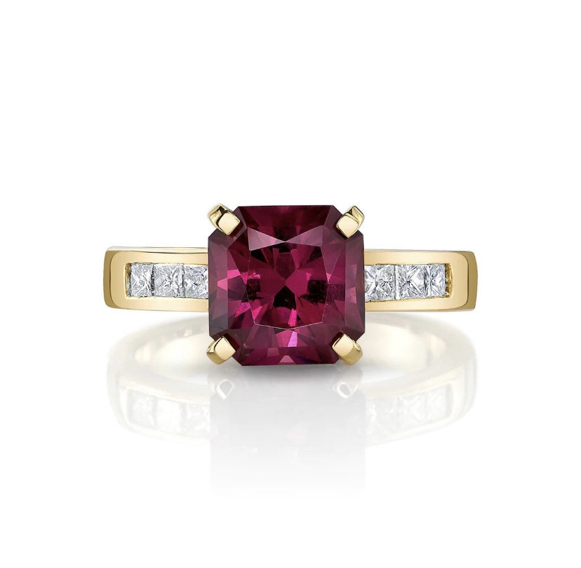 14K Solid Gold Garnet Engagement Ring view 2