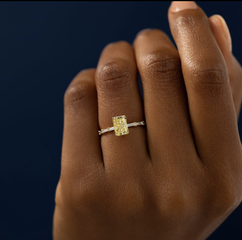 14K Solid Gold 1.5ct Emerald Cut Moissanite Engagement Ring view 2