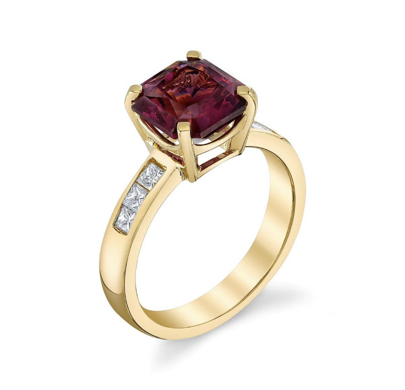 14K Solid Gold Garnet Engagement Ring view 3