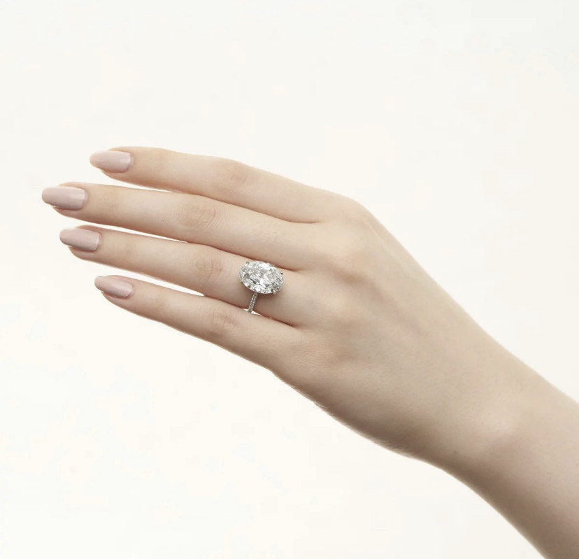 14K Solid Gold 4 Carat Oval Moissanite Engagement Ring view 5