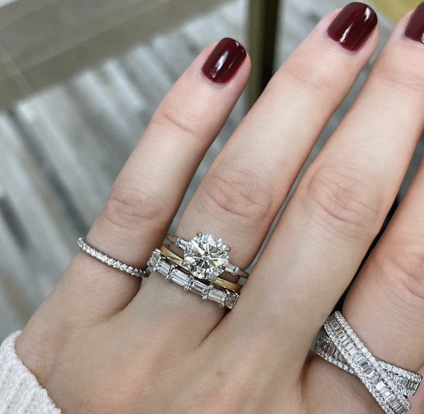 14K Solid Gold 3 Carat Brilliant Round Moissanite Ring view 2