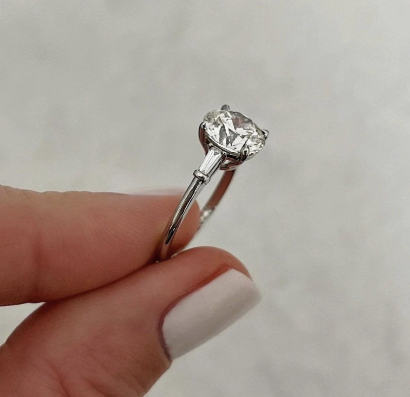 14K Solid Gold 3 Carat Brilliant Round Moissanite Ring view 3