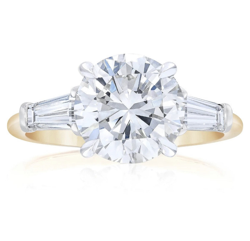 14K Solid Gold 3 Carat Brilliant Round Moissanite Ring view 4