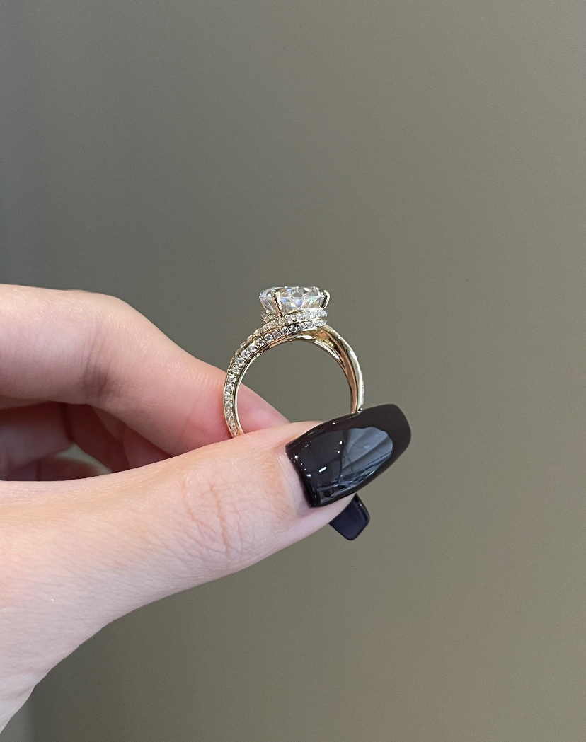 14K Solid Gold 8 Carat Oval Cut Moissanite Engagement Ring view 5