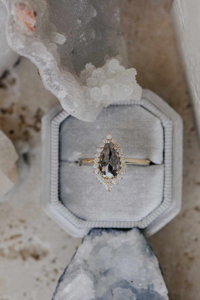 14K Solid Gold Halo Ring